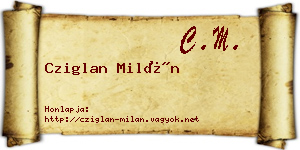 Cziglan Milán névjegykártya
